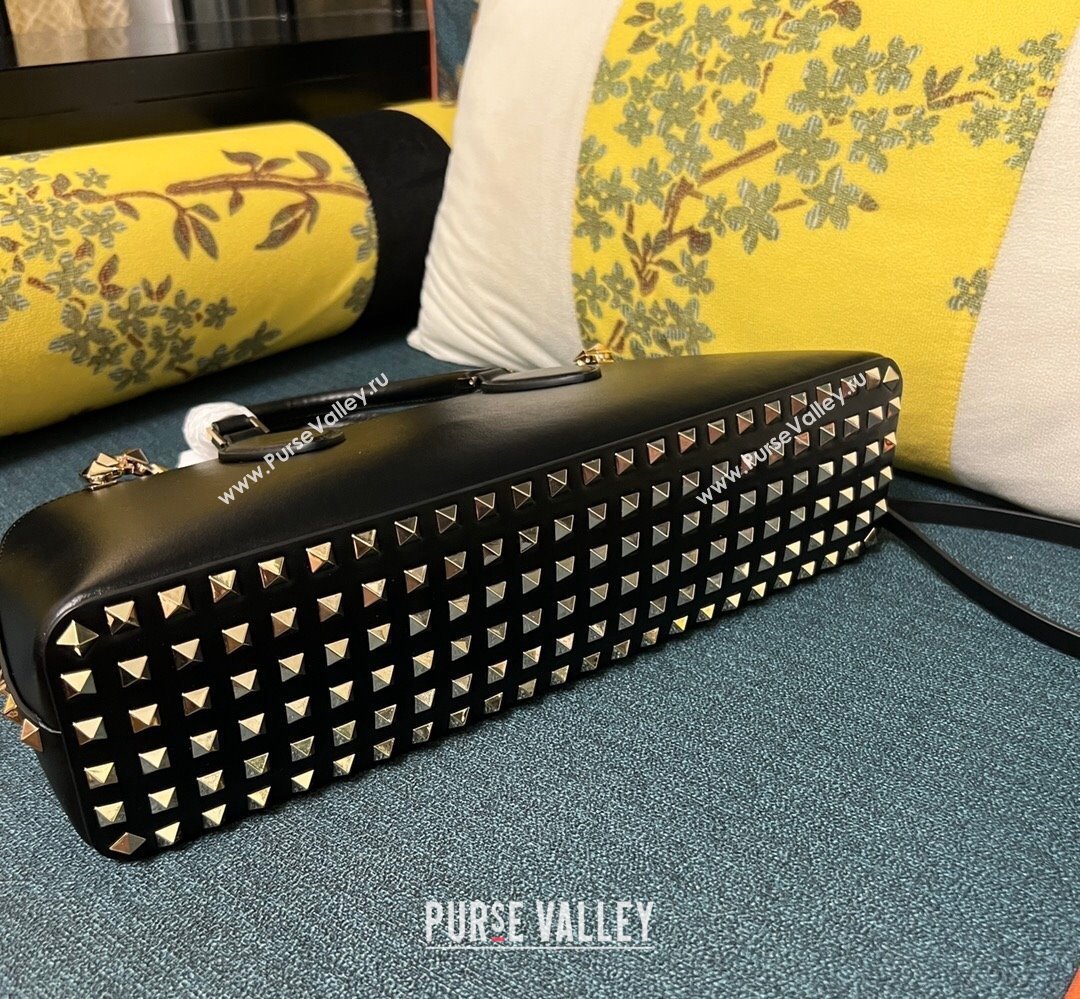Valentino Rockstud E/W calfskin Large handbag Black/Gold 2023 (xinyidai-23111602)