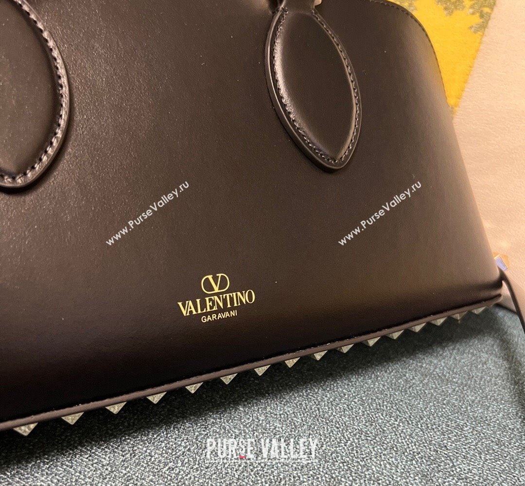 Valentino Rockstud E/W calfskin Large handbag Black/Gold 2023 (xinyidai-23111602)