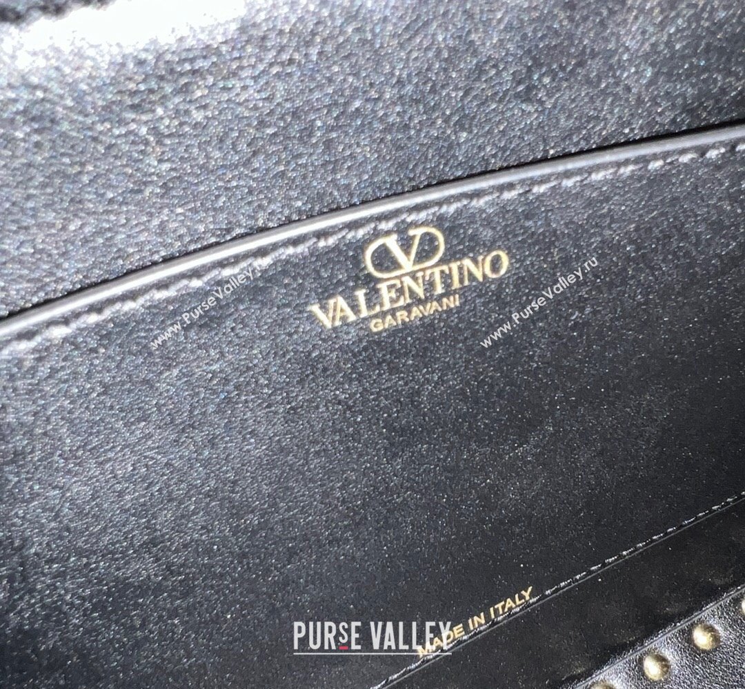 Valentino Rockstud E/W calfskin Large handbag Black/Gold 2023 (xinyidai-23111602)