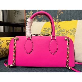 Valentino Rockstud E/W calfskin Large handbag Fuchsia 2023 (xinyidai-23111606)