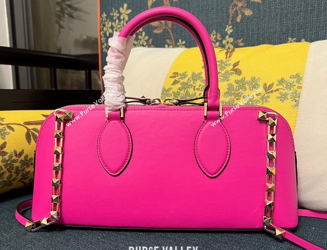 Valentino Rockstud E/W calfskin Large handbag Fuchsia 2023 (xinyidai-23111606)