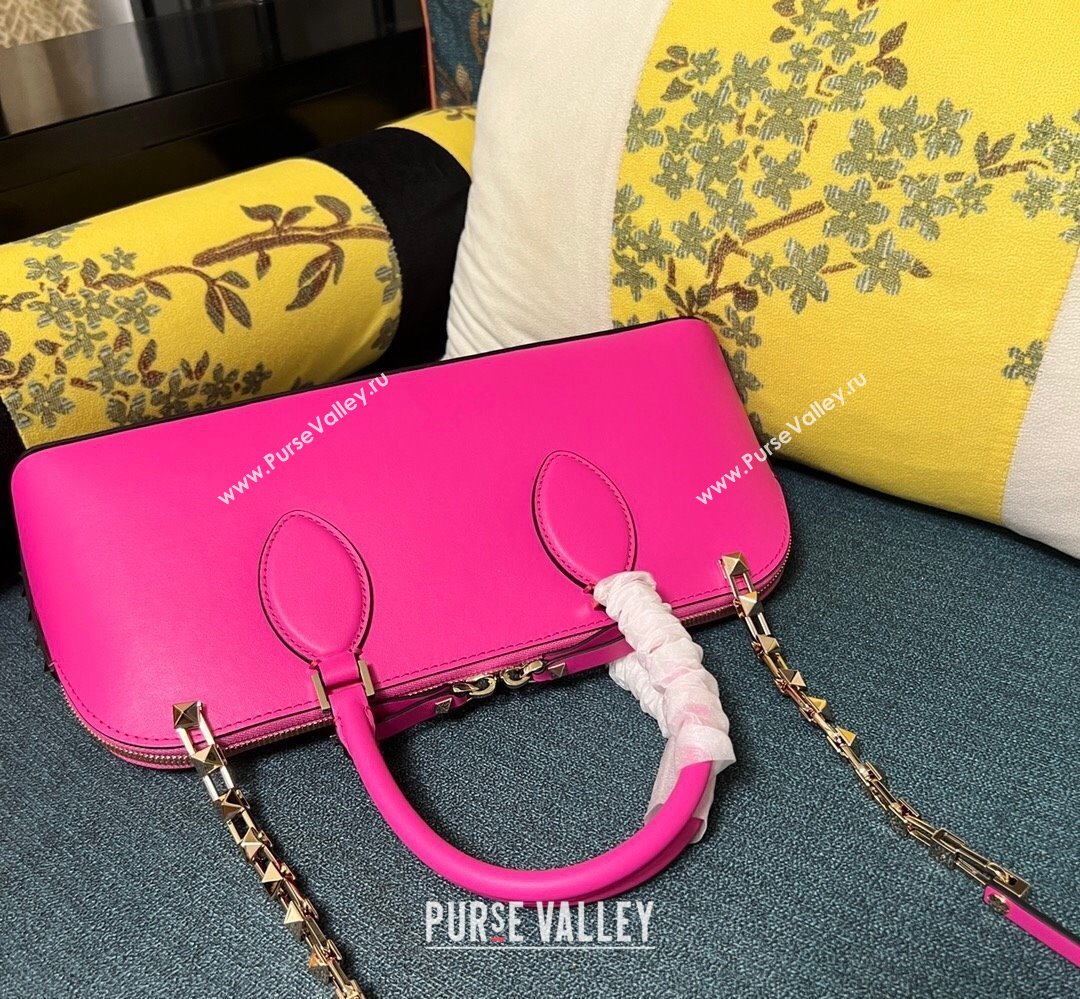 Valentino Rockstud E/W calfskin Large handbag Fuchsia 2023 (xinyidai-23111606)