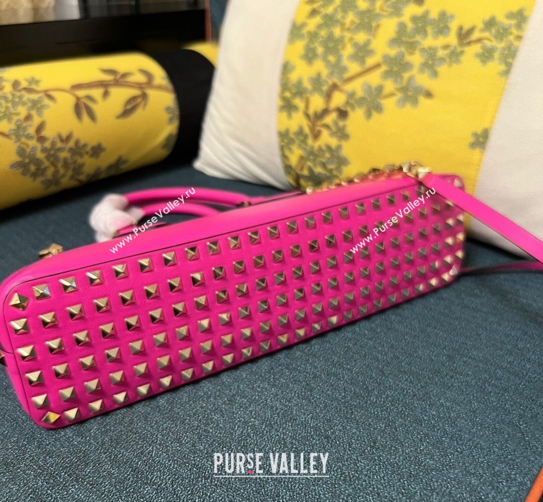Valentino Rockstud E/W calfskin Large handbag Fuchsia 2023 (xinyidai-23111606)