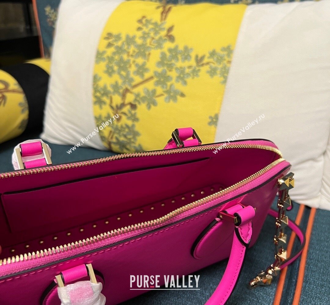 Valentino Rockstud E/W calfskin Large handbag Fuchsia 2023 (xinyidai-23111606)