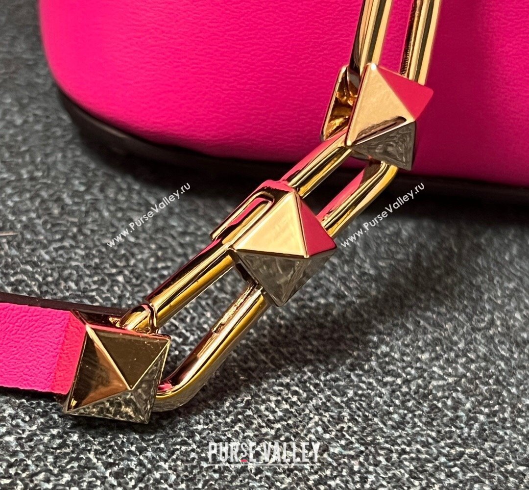 Valentino Rockstud E/W calfskin Large handbag Fuchsia 2023 (xinyidai-23111606)