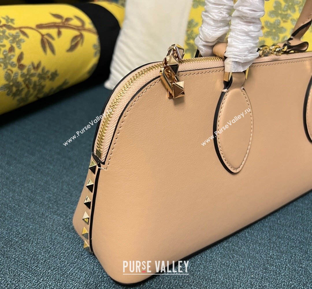 Valentino Rockstud E/W calfskin Large handbag Beige 2023 (xinyidai-23111604)