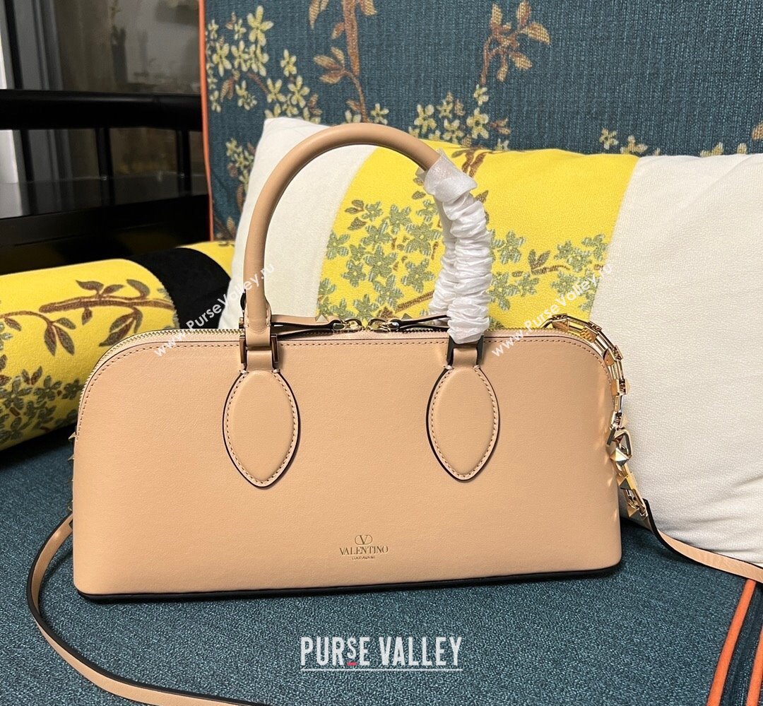 Valentino Rockstud E/W calfskin Large handbag Beige 2023 (xinyidai-23111604)