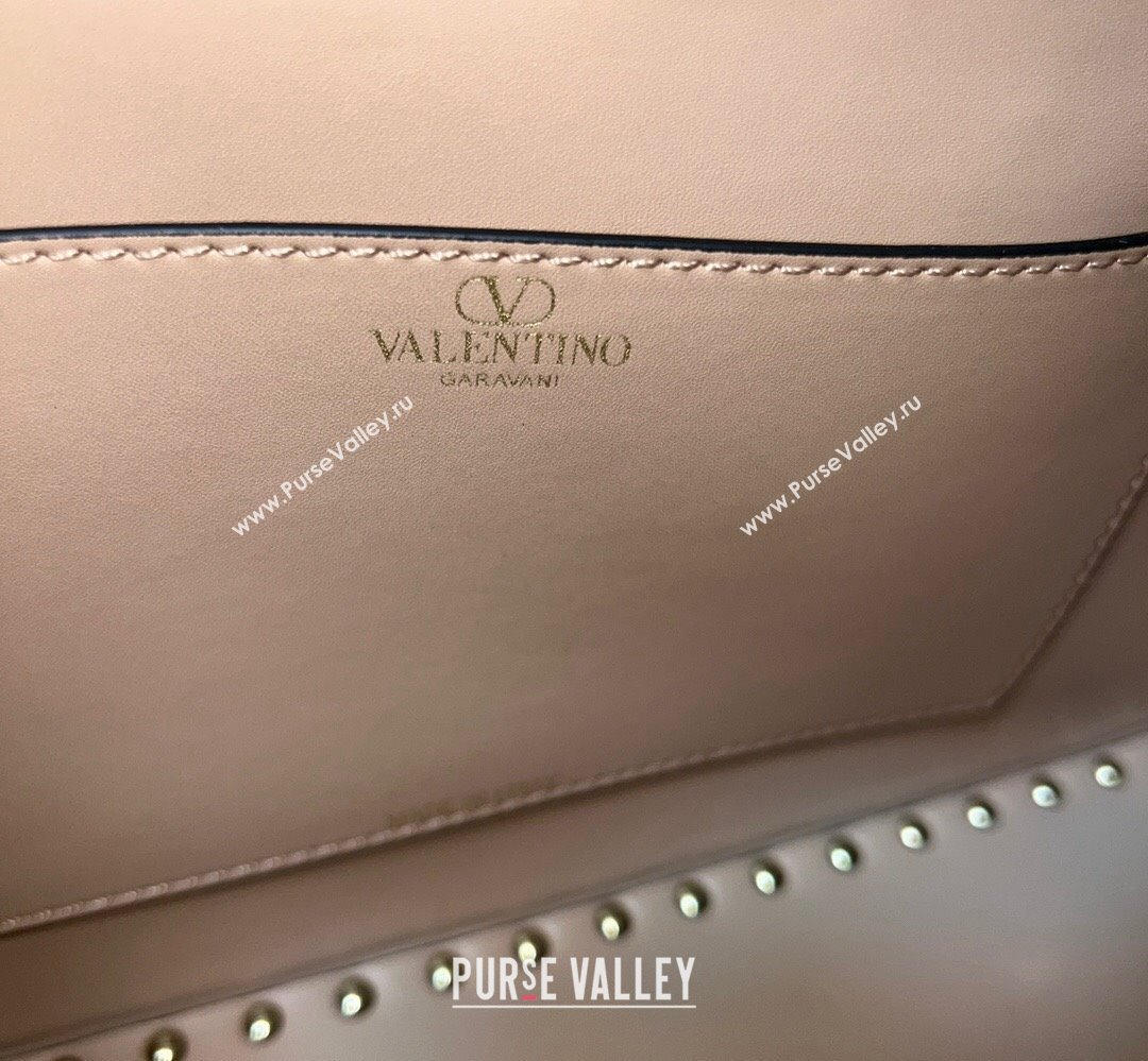 Valentino Rockstud E/W calfskin Large handbag Beige 2023 (xinyidai-23111604)
