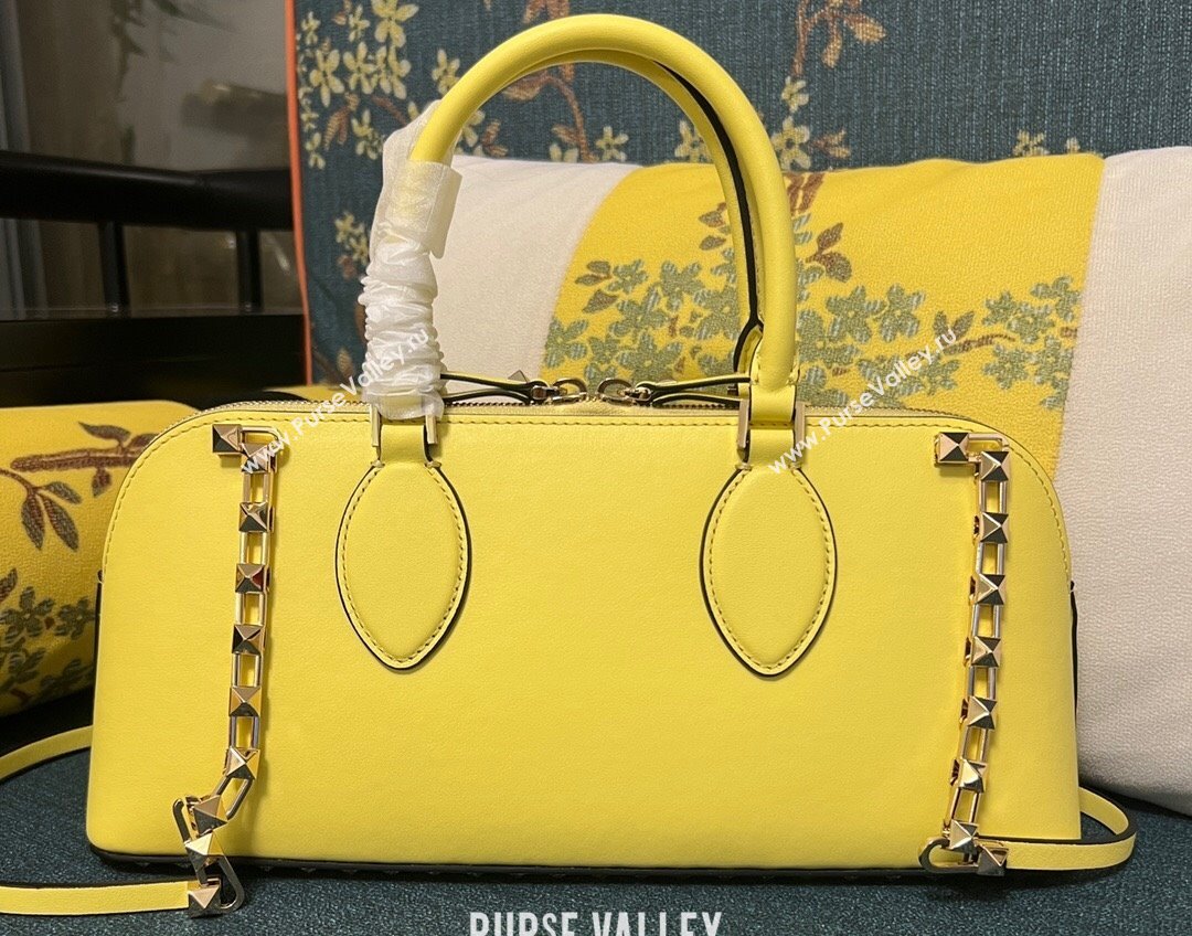 Valentino Rockstud E/W calfskin Large handbag Yellow 2023 (xinyidai-23111609)