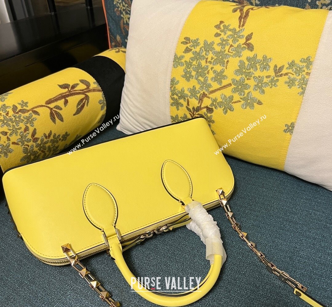 Valentino Rockstud E/W calfskin Large handbag Yellow 2023 (xinyidai-23111609)
