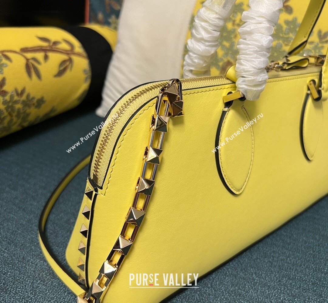 Valentino Rockstud E/W calfskin Large handbag Yellow 2023 (xinyidai-23111609)