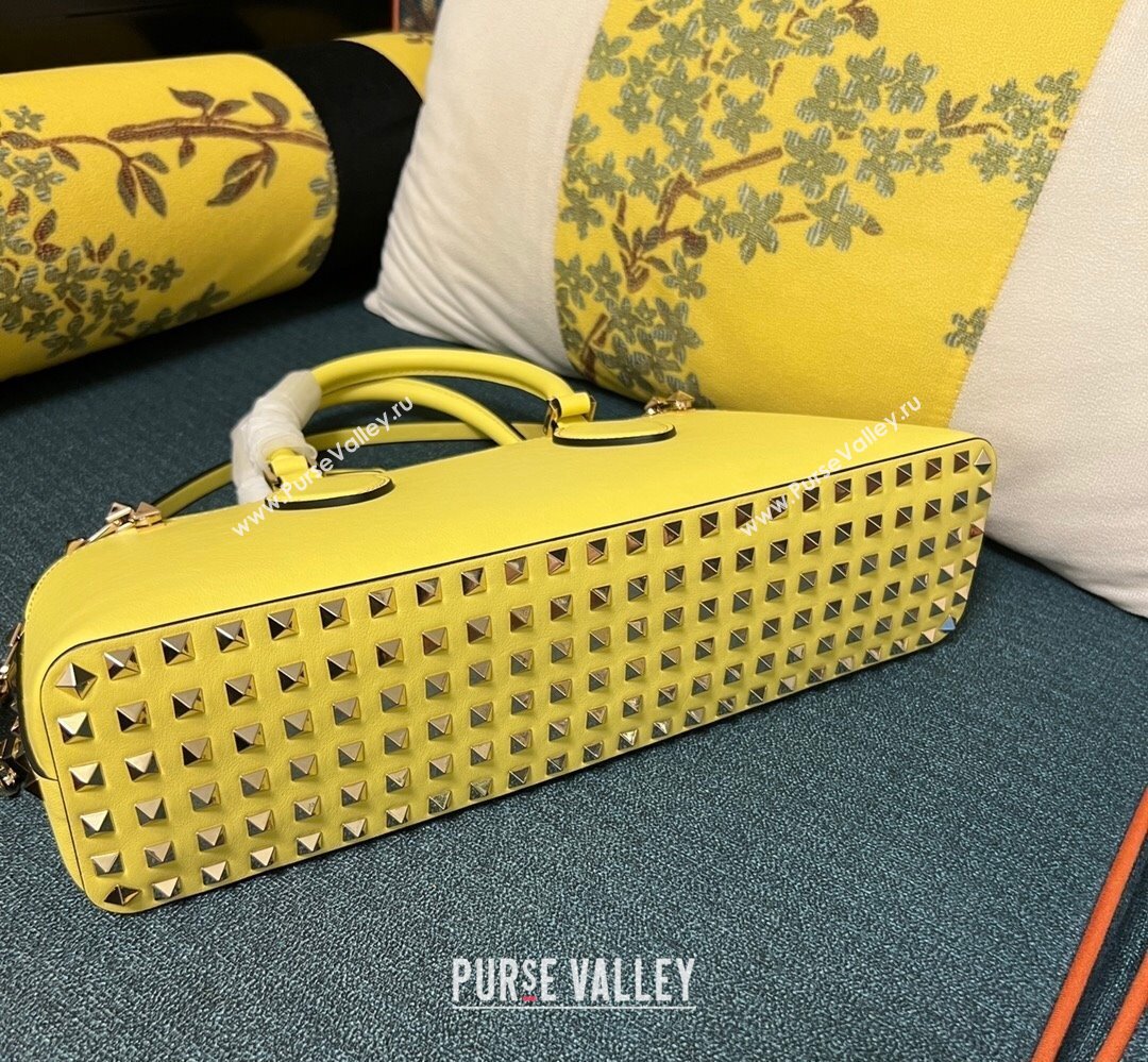 Valentino Rockstud E/W calfskin Large handbag Yellow 2023 (xinyidai-23111609)