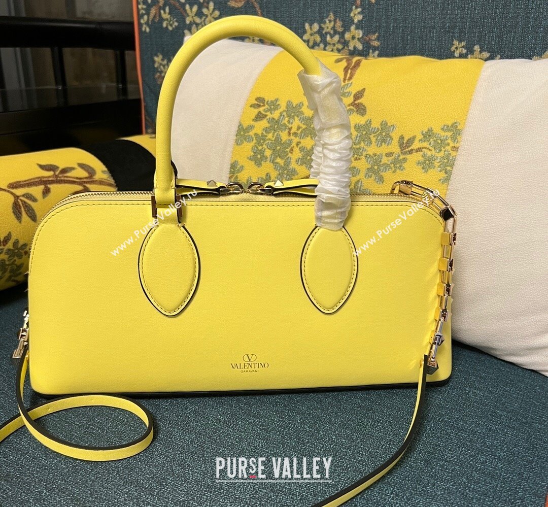 Valentino Rockstud E/W calfskin Large handbag Yellow 2023 (xinyidai-23111609)