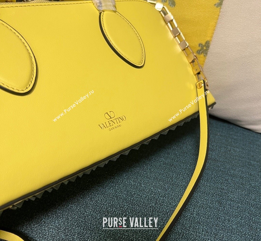 Valentino Rockstud E/W calfskin Large handbag Yellow 2023 (xinyidai-23111609)