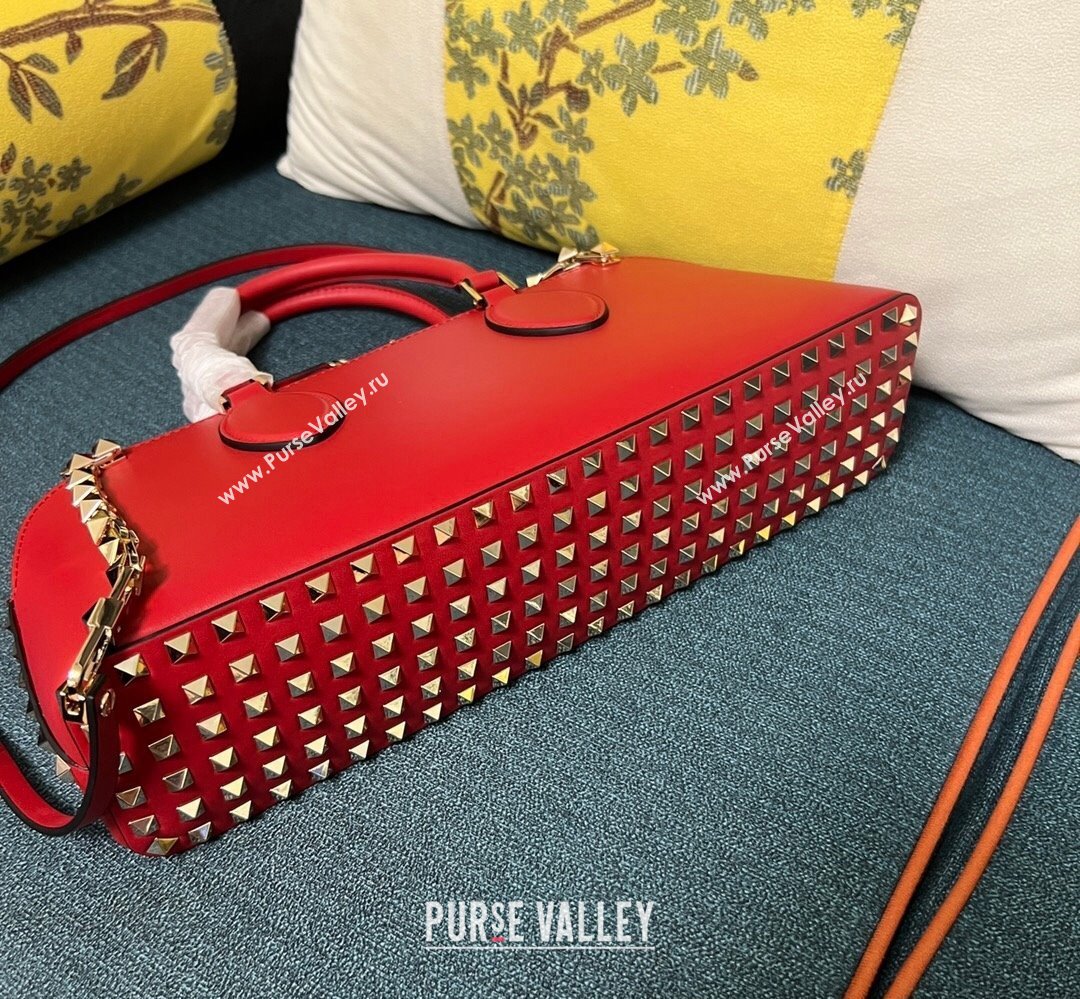 Valentino Rockstud E/W calfskin Large handbag Red 2023 (xinyidai-23111605)
