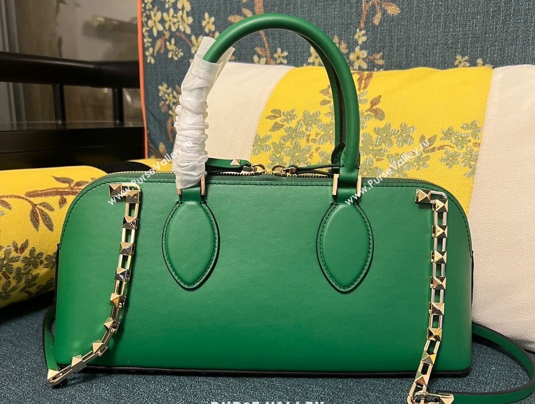 Valentino Rockstud E/W calfskin Large handbag Green 2023 (xinyidai-23111608)