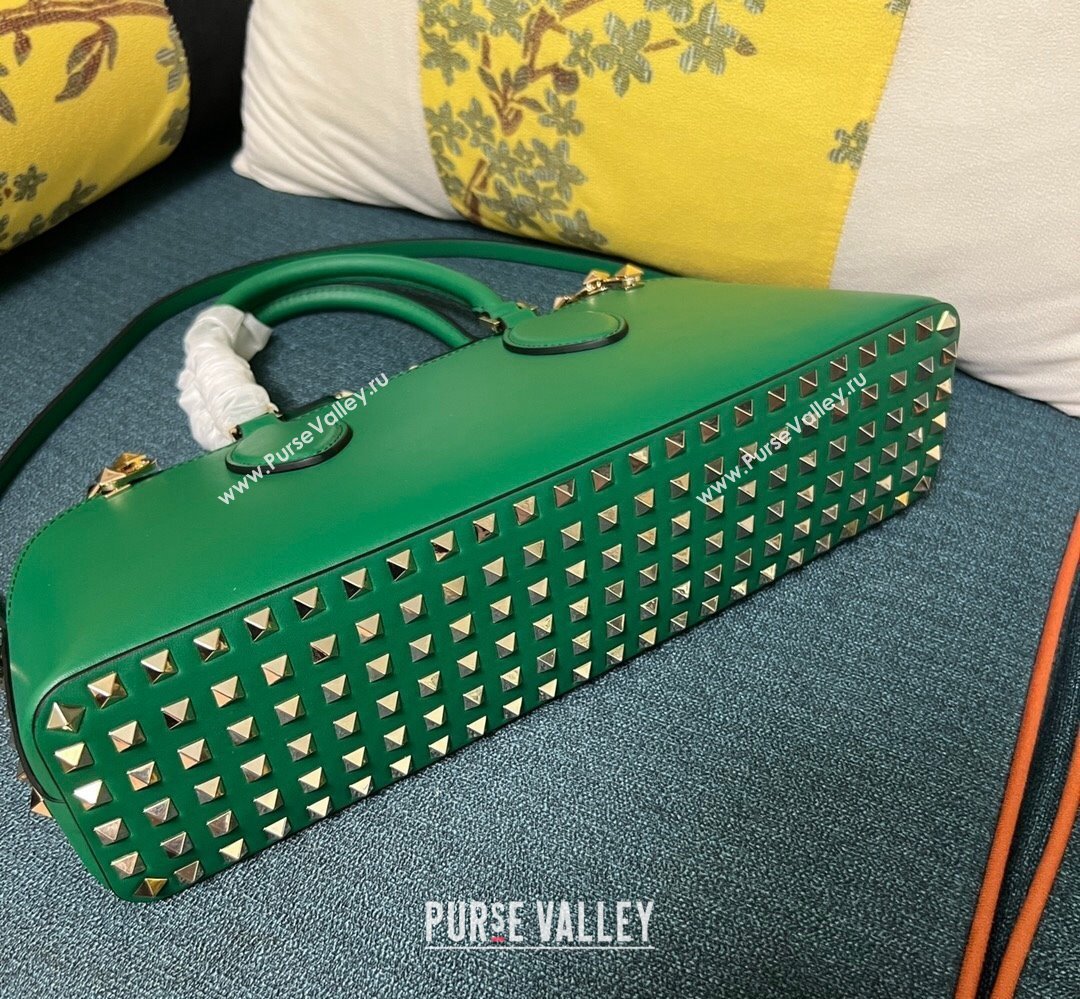 Valentino Rockstud E/W calfskin Large handbag Green 2023 (xinyidai-23111608)
