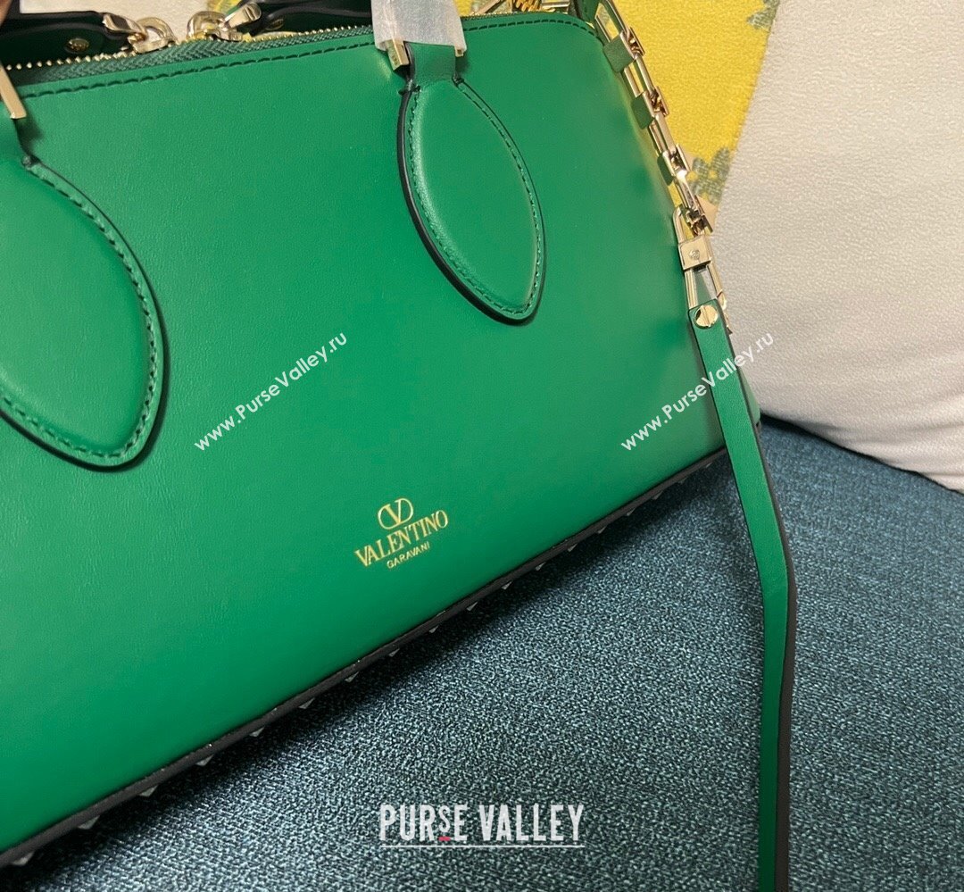 Valentino Rockstud E/W calfskin Large handbag Green 2023 (xinyidai-23111608)