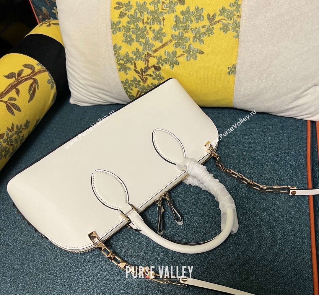 Valentino Rockstud E/W calfskin Large handbag White 2023 (xinyidai-23111603)