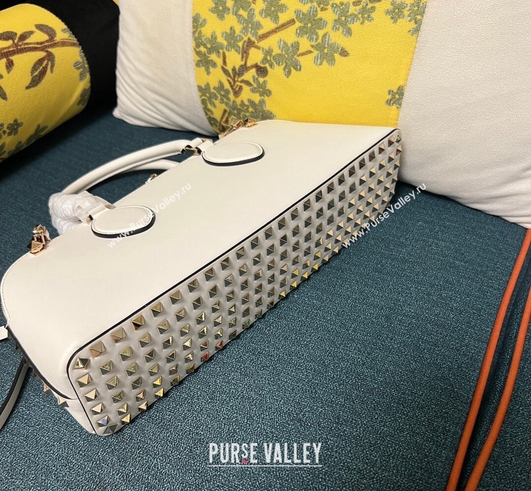 Valentino Rockstud E/W calfskin Large handbag White 2023 (xinyidai-23111603)