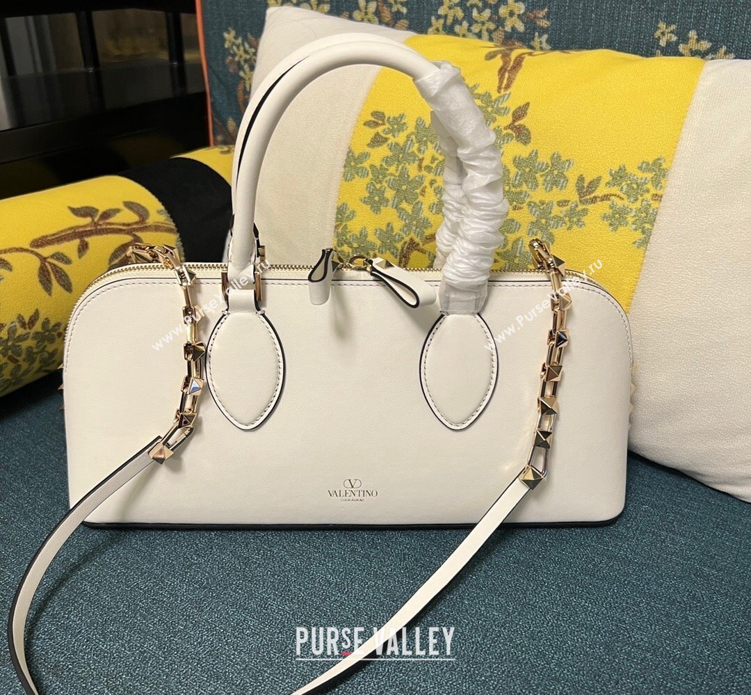 Valentino Rockstud E/W calfskin Large handbag White 2023 (xinyidai-23111603)