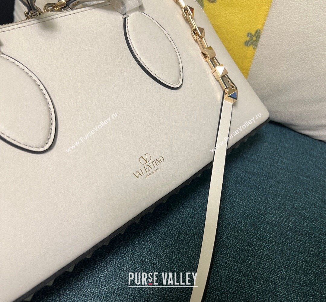 Valentino Rockstud E/W calfskin Large handbag White 2023 (xinyidai-23111603)