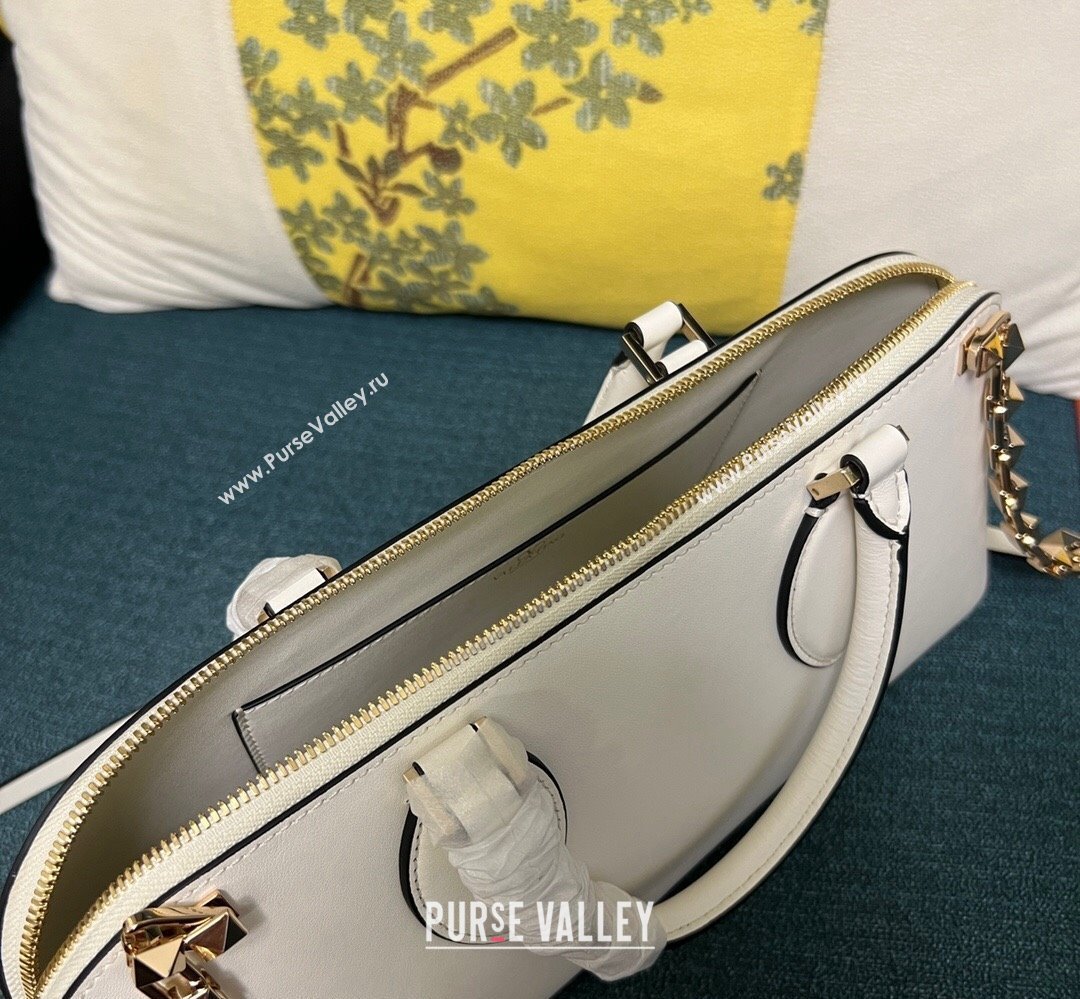 Valentino Rockstud E/W calfskin Large handbag White 2023 (xinyidai-23111603)