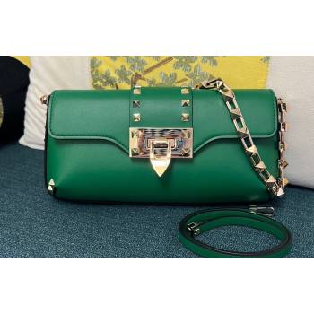 Valentino Rockstud Brushed Calfskin Shoulder Bag Green 2023 (xinyidai-23111708)