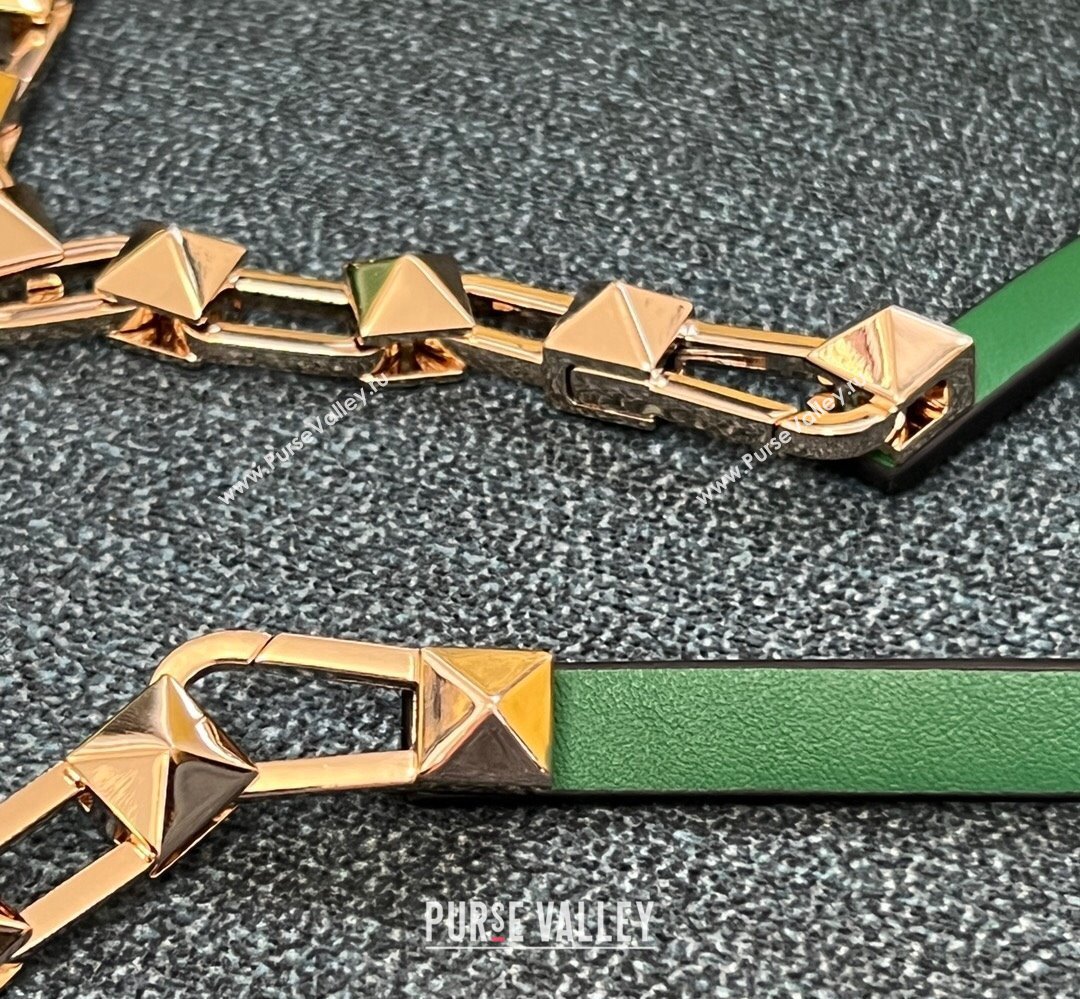 Valentino Rockstud Brushed Calfskin Shoulder Bag Green 2023 (xinyidai-23111708)