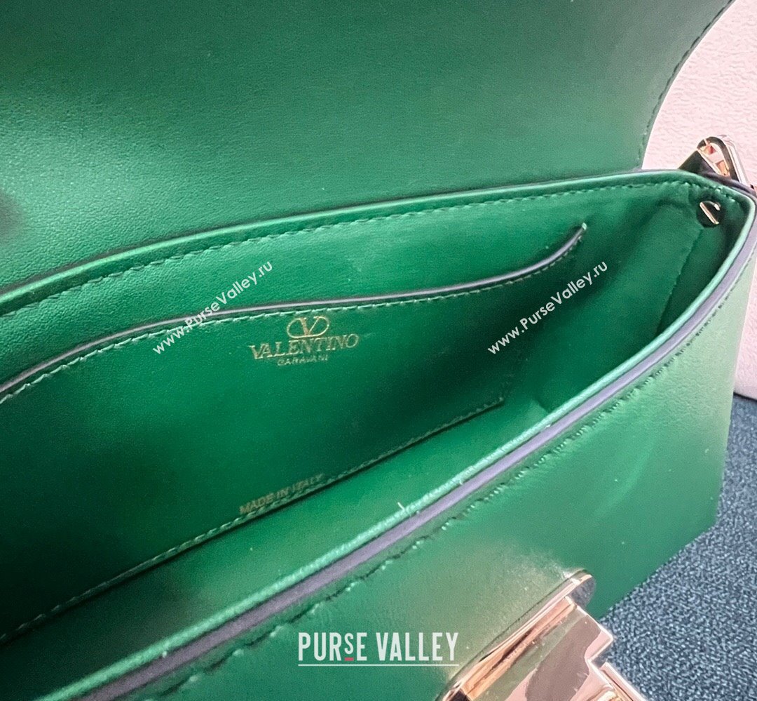 Valentino Rockstud Brushed Calfskin Shoulder Bag Green 2023 (xinyidai-23111708)