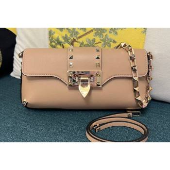 Valentino Rockstud Brushed Calfskin Shoulder Bag Nude 2023 (xinyidai-23111704)