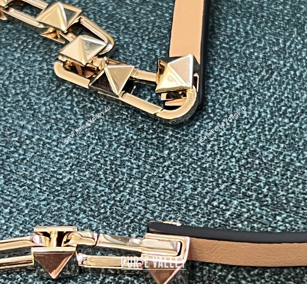 Valentino Rockstud Brushed Calfskin Shoulder Bag Nude 2023 (xinyidai-23111704)