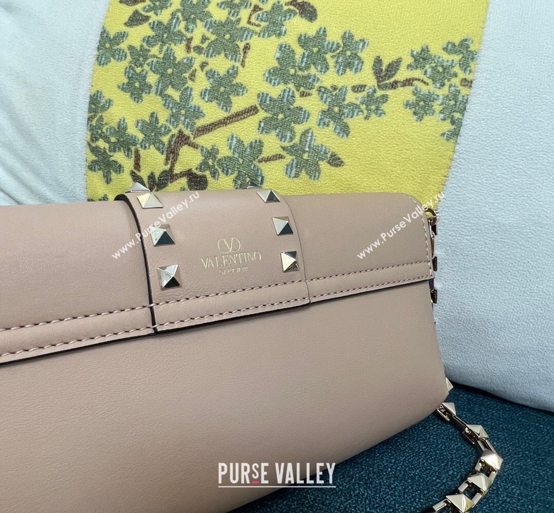 Valentino Rockstud Brushed Calfskin Shoulder Bag Nude 2023 (xinyidai-23111704)