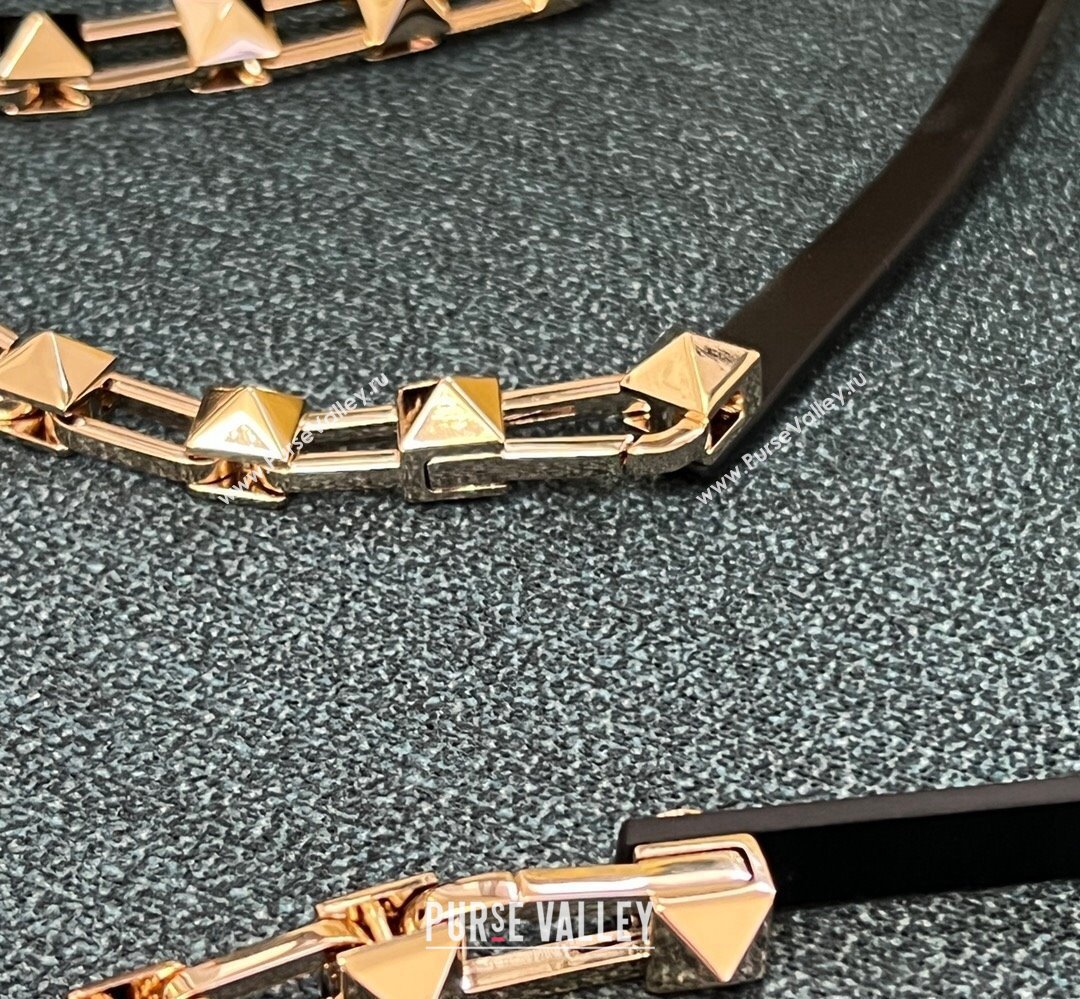 Valentino Rockstud Brushed Calfskin Shoulder Bag Black/Gold 2023 (xinyidai-23111702)