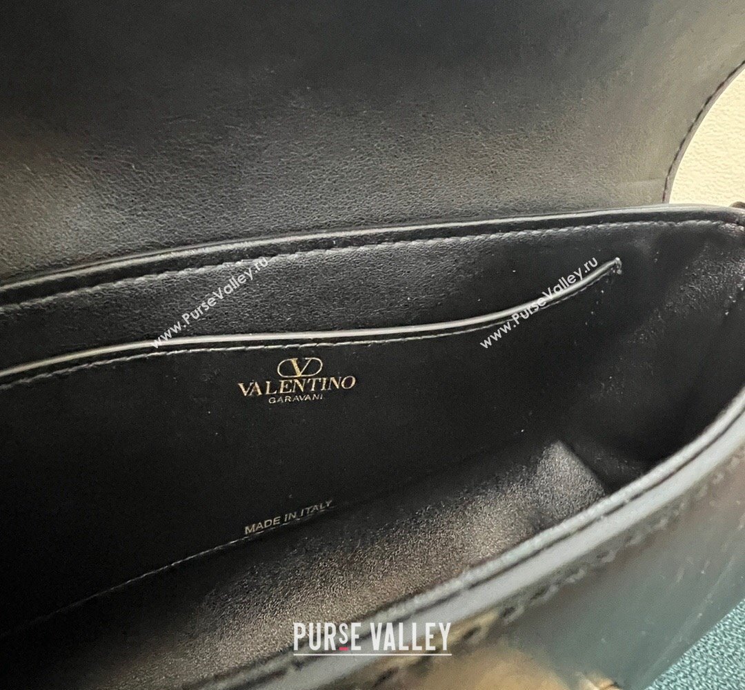 Valentino Rockstud Brushed Calfskin Shoulder Bag Black/Gold 2023 (xinyidai-23111702)