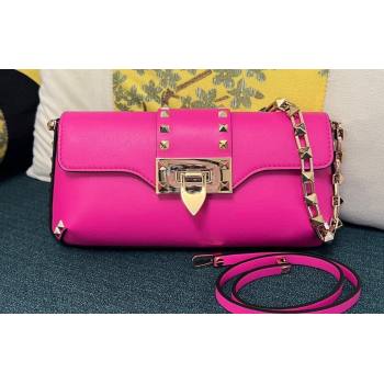 Valentino Rockstud Brushed Calfskin Shoulder Bag Fuchsia 2023 (xinyidai-23111706)