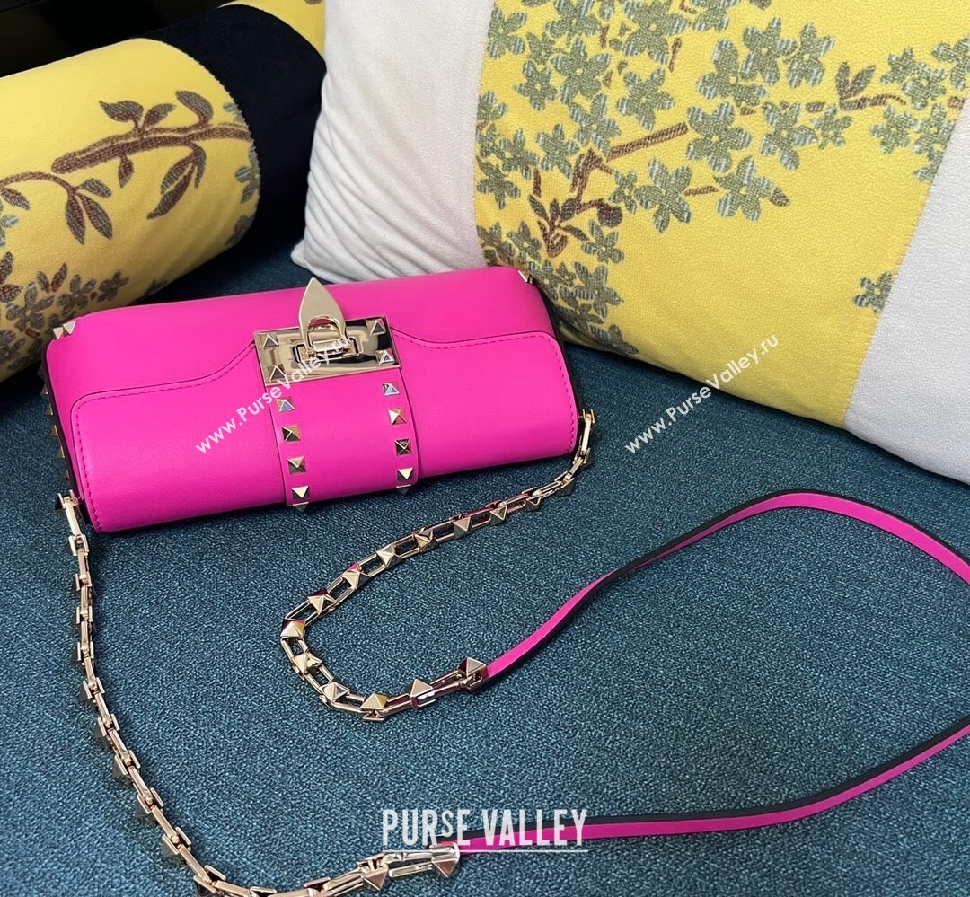 Valentino Rockstud Brushed Calfskin Shoulder Bag Fuchsia 2023 (xinyidai-23111706)