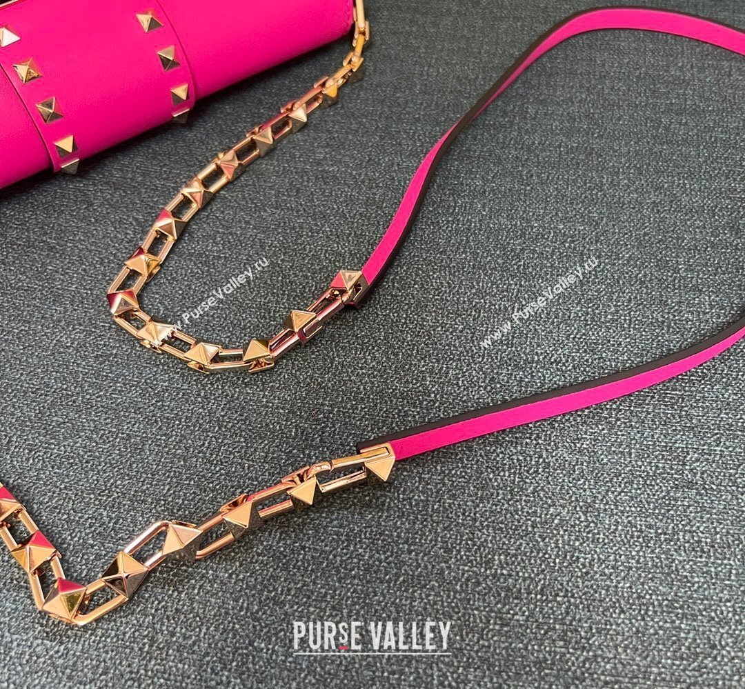 Valentino Rockstud Brushed Calfskin Shoulder Bag Fuchsia 2023 (xinyidai-23111706)