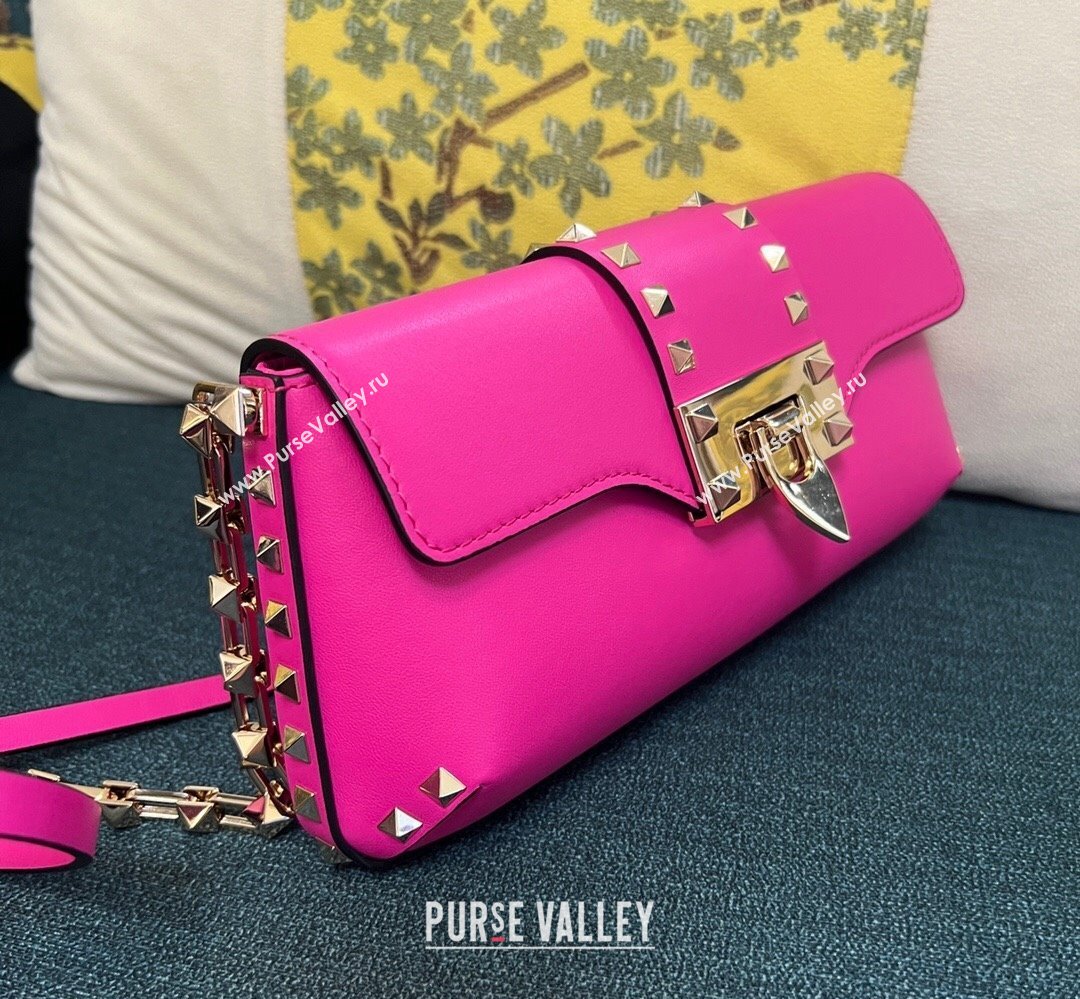 Valentino Rockstud Brushed Calfskin Shoulder Bag Fuchsia 2023 (xinyidai-23111706)