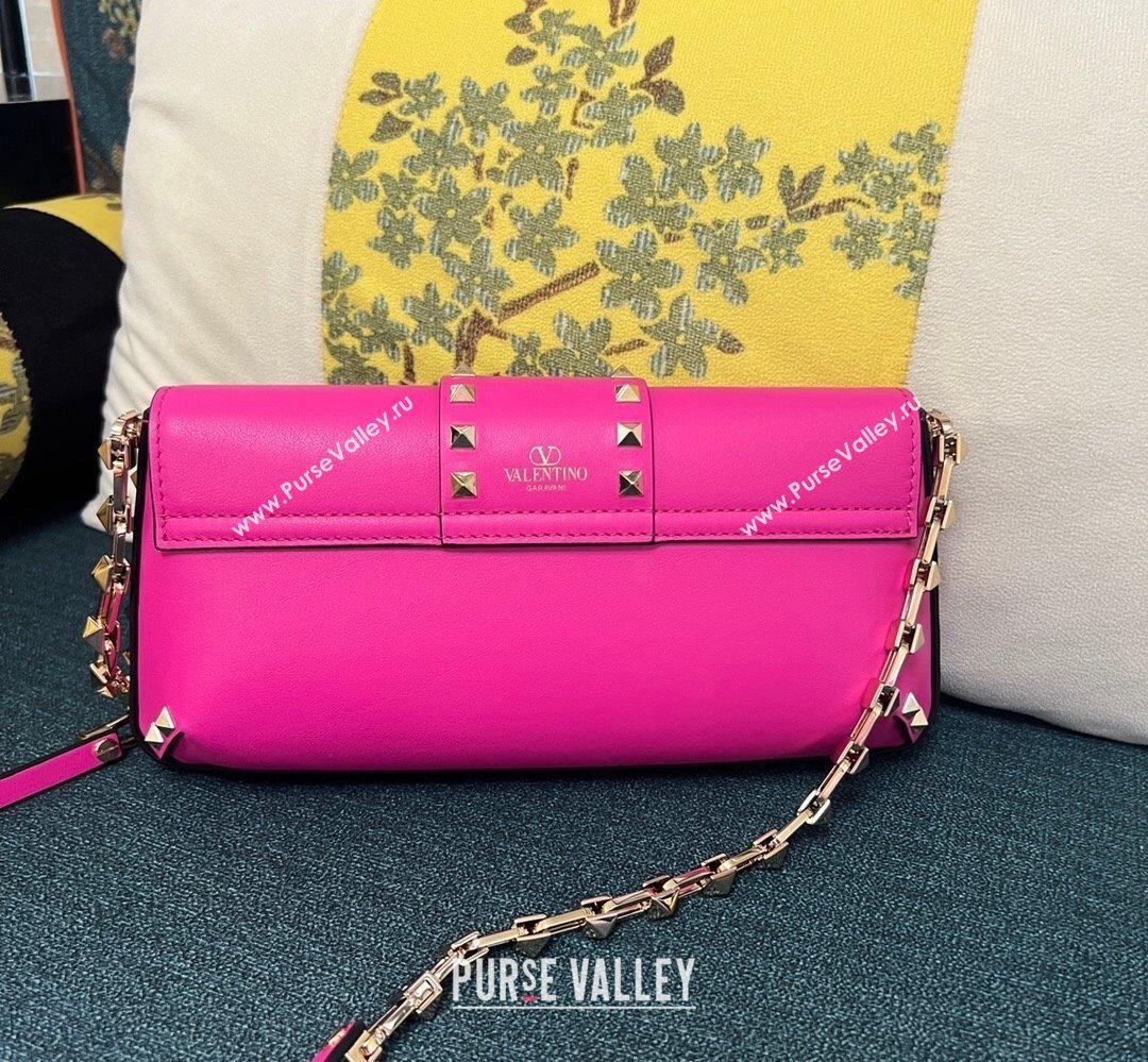 Valentino Rockstud Brushed Calfskin Shoulder Bag Fuchsia 2023 (xinyidai-23111706)