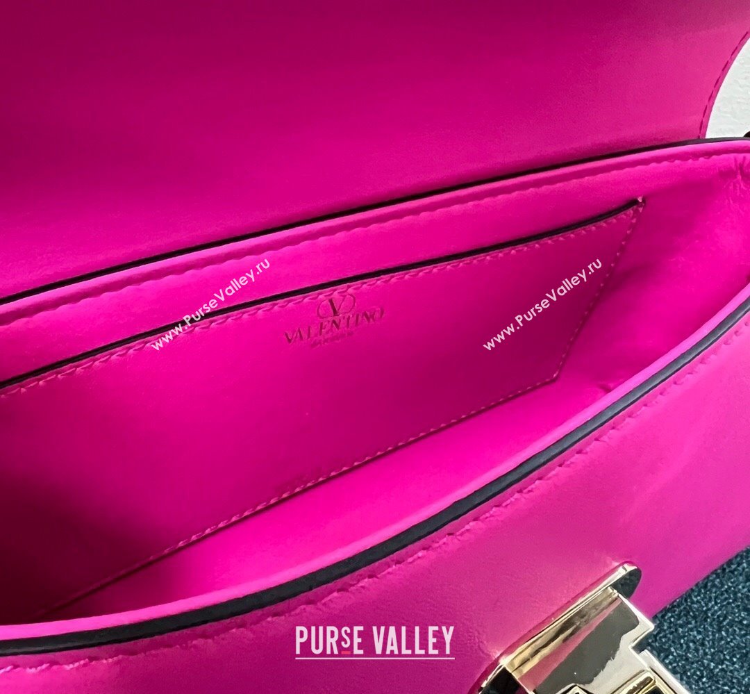 Valentino Rockstud Brushed Calfskin Shoulder Bag Fuchsia 2023 (xinyidai-23111706)