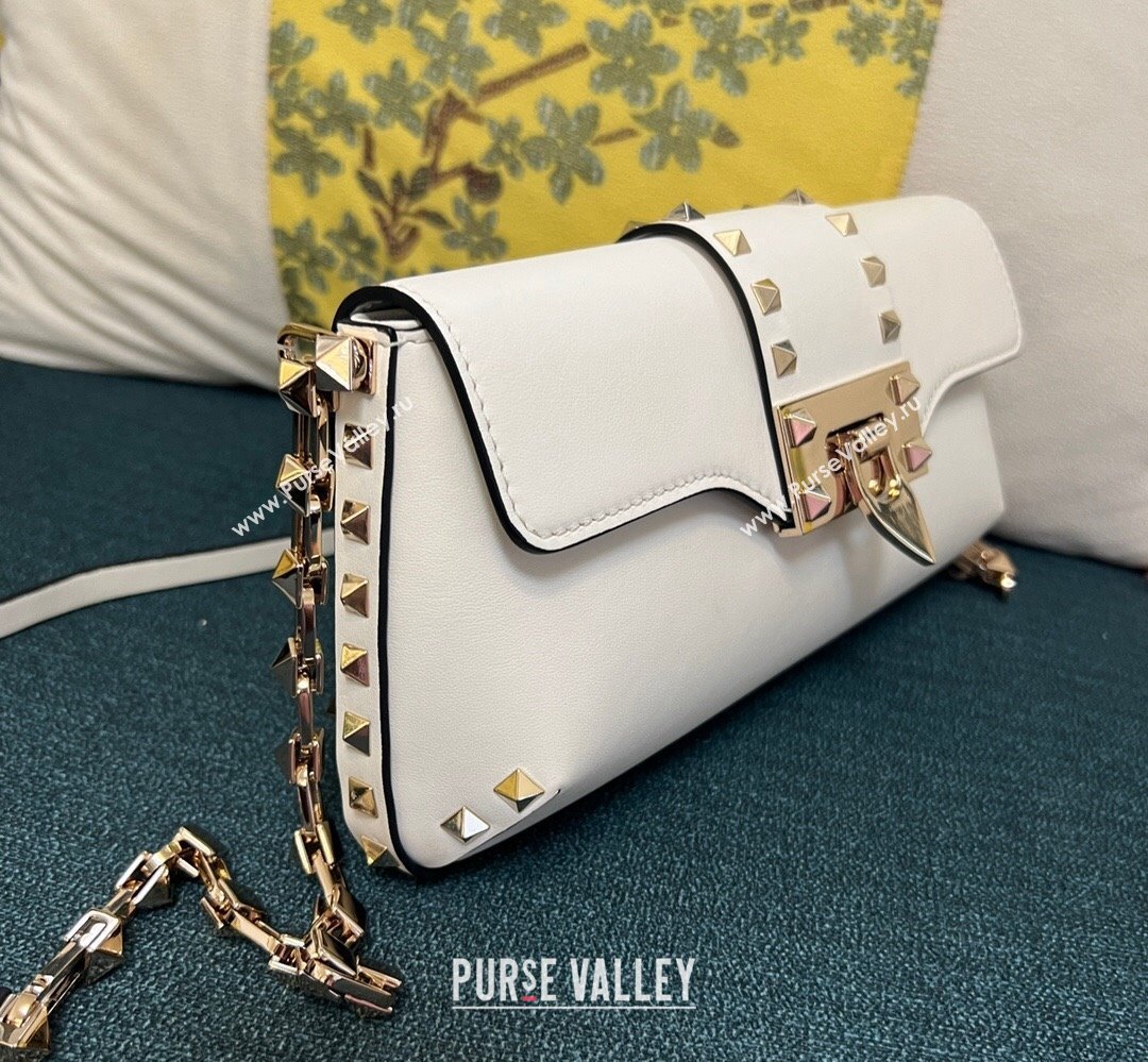 Valentino Rockstud Brushed Calfskin Shoulder Bag White 2023 (xinyidai-23111703)