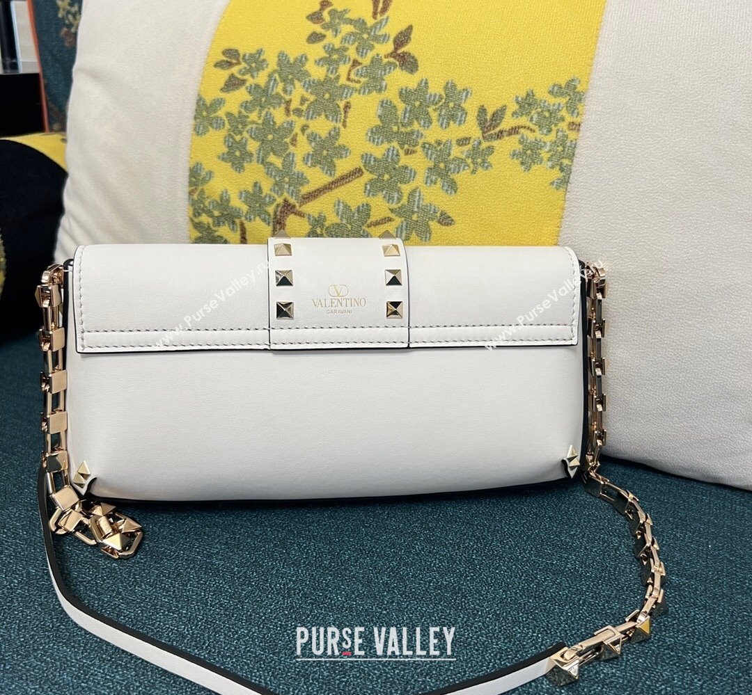 Valentino Rockstud Brushed Calfskin Shoulder Bag White 2023 (xinyidai-23111703)