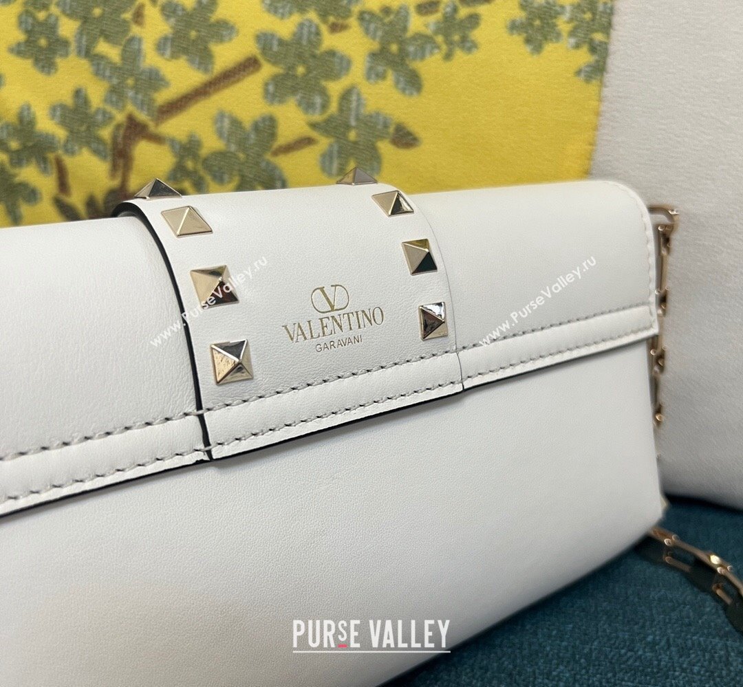Valentino Rockstud Brushed Calfskin Shoulder Bag White 2023 (xinyidai-23111703)