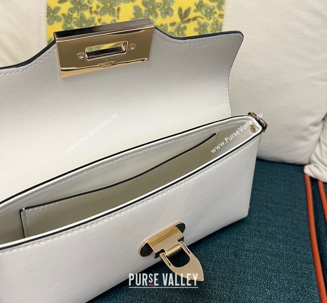 Valentino Rockstud Brushed Calfskin Shoulder Bag White 2023 (xinyidai-23111703)