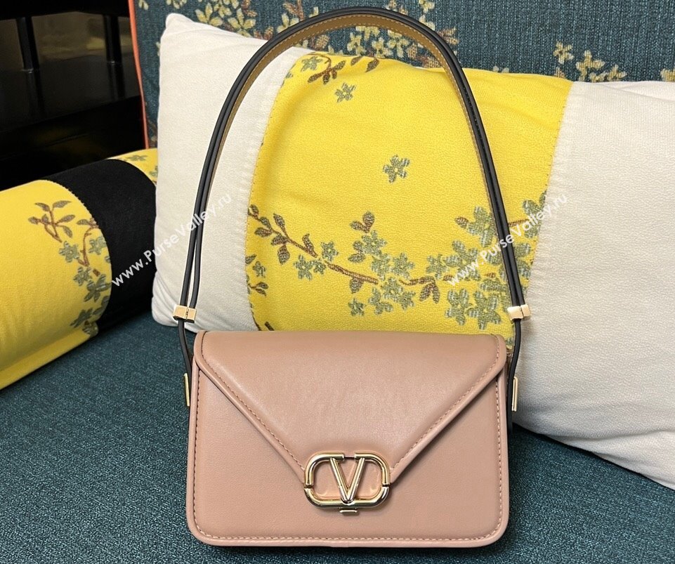 Valentino shoulder Letter Small Bag in smooth calfskin Nude 2023 (xinyidai-23111723)