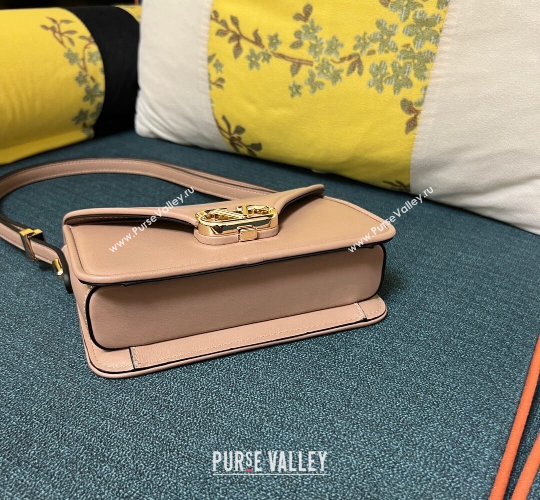Valentino shoulder Letter Small Bag in smooth calfskin Nude 2023 (xinyidai-23111723)