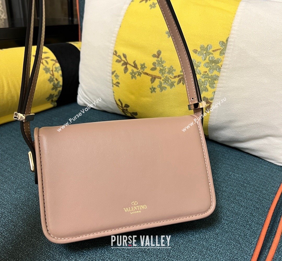 Valentino shoulder Letter Small Bag in smooth calfskin Nude 2023 (xinyidai-23111723)