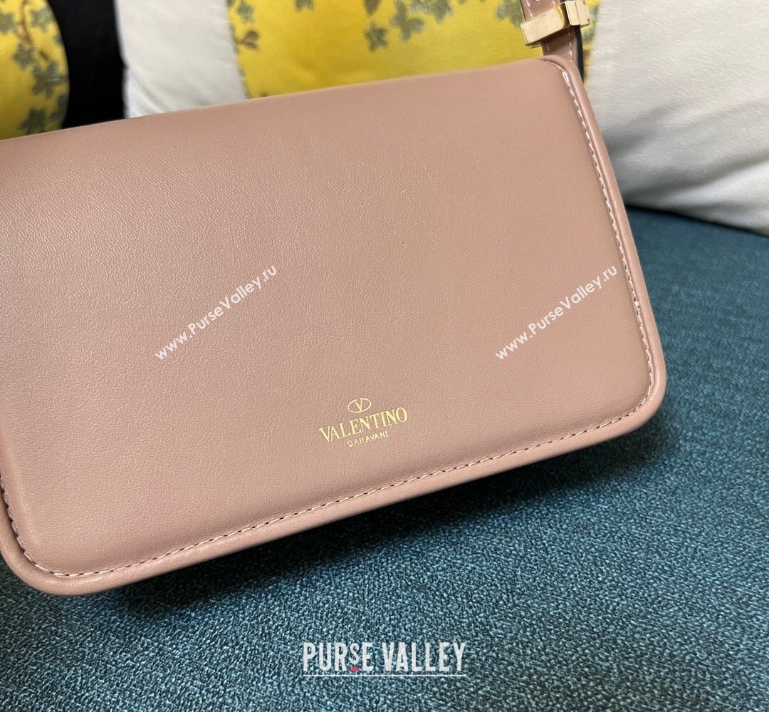 Valentino shoulder Letter Small Bag in smooth calfskin Nude 2023 (xinyidai-23111723)