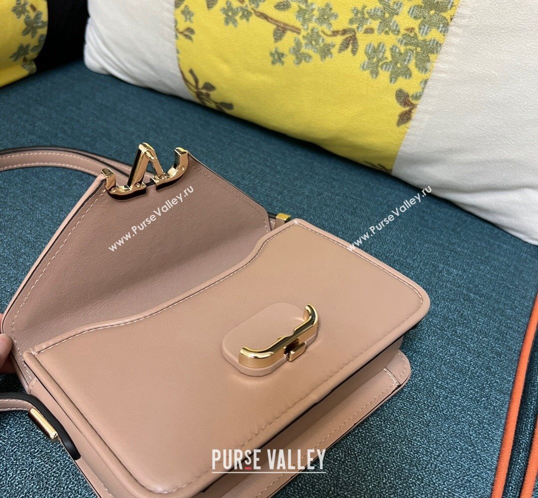 Valentino shoulder Letter Small Bag in smooth calfskin Nude 2023 (xinyidai-23111723)